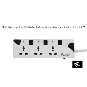 Multiplug - CLICK Safe Extension Socket 2pin 3skt 3Y
